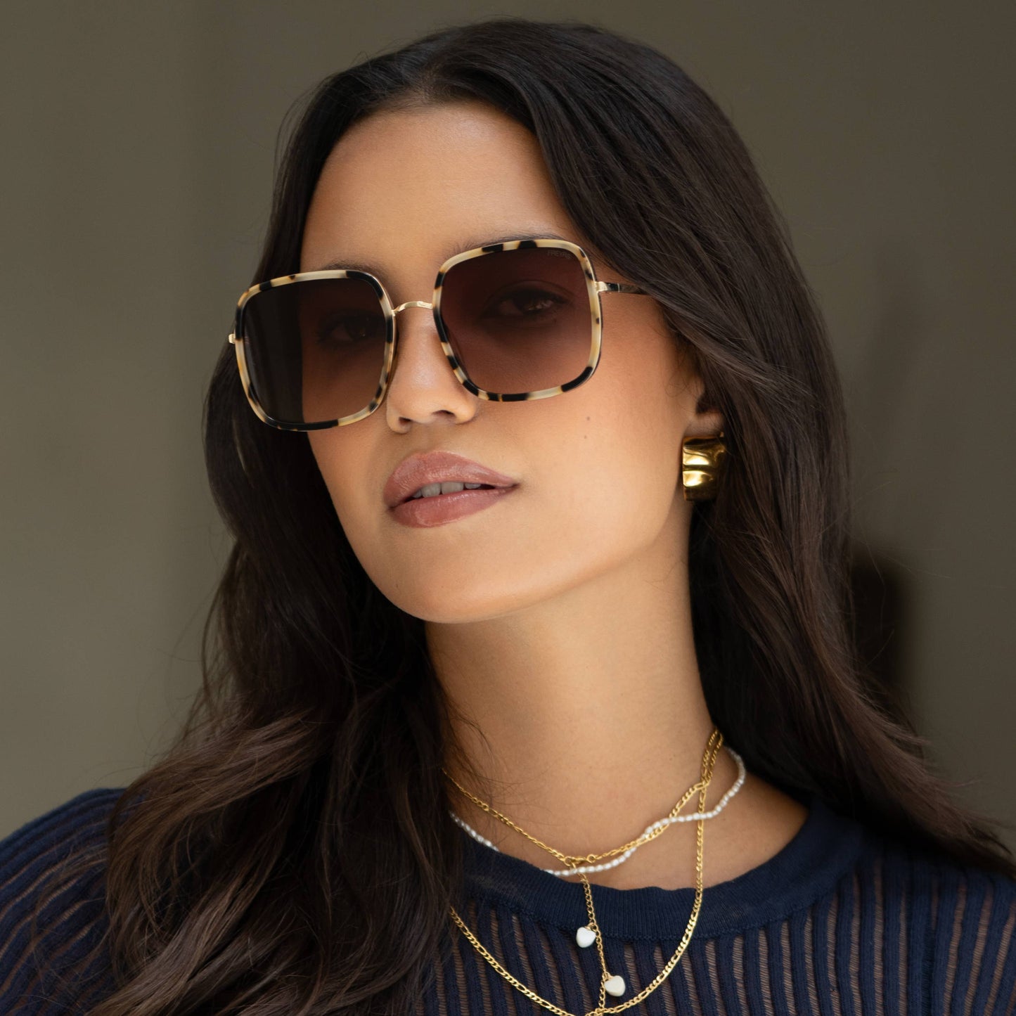 Cosmo Acetate Womens Square Sunglasses: Milky Tortoise