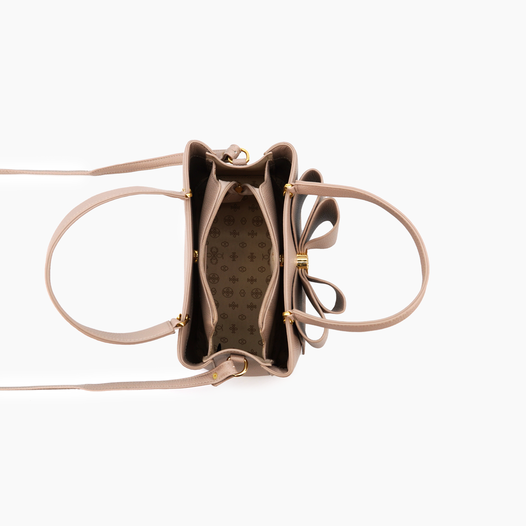 Jesse Bow Crossbody Handbag: Beige
