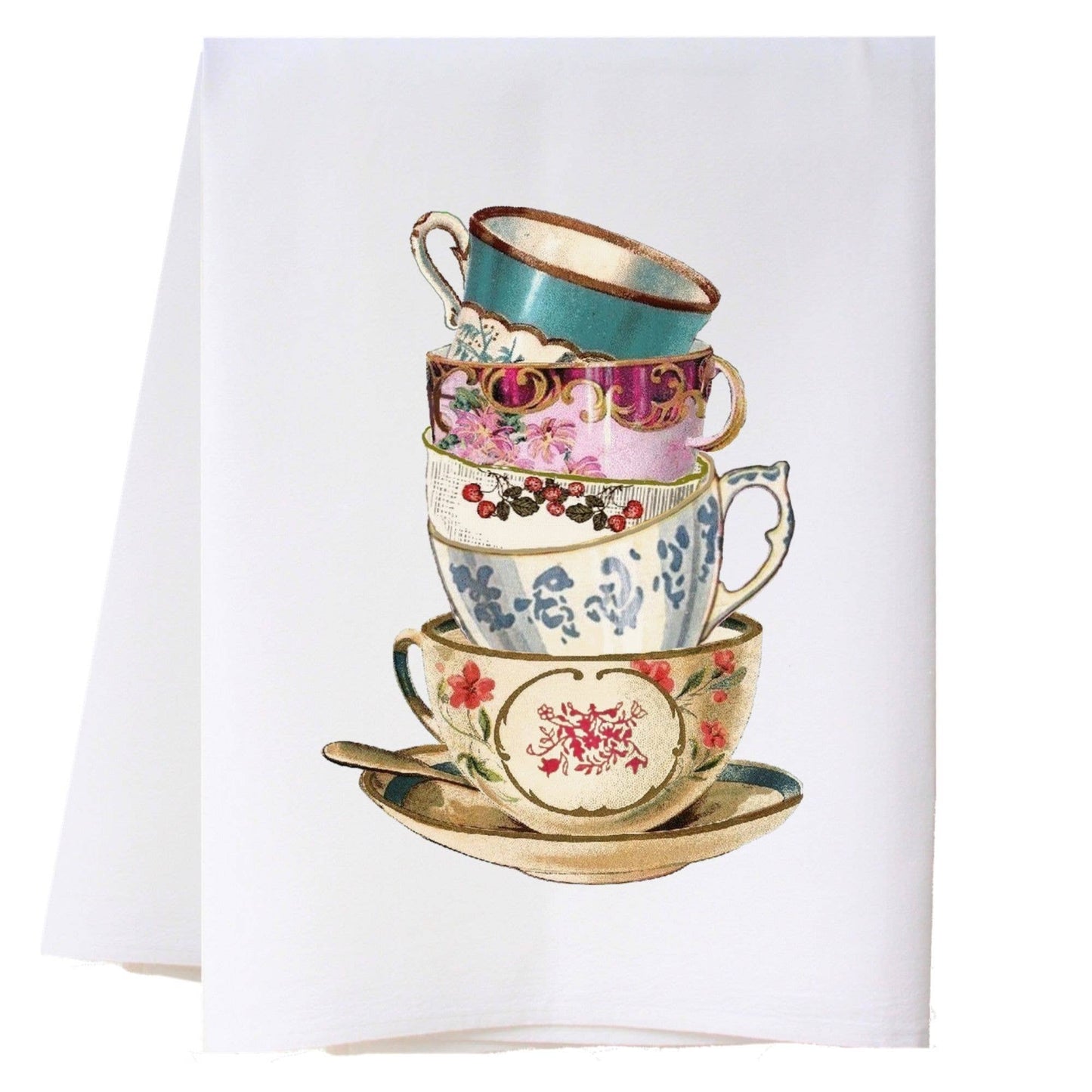 Tea Cup Tower Kitchen Towel