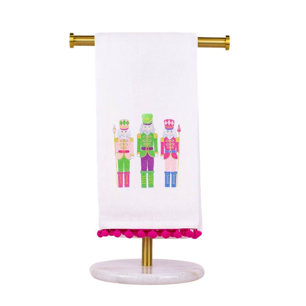 Candy Nutcracker Pom Pom Hand Towel