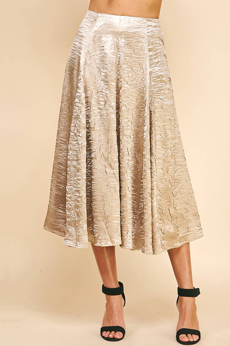 Textured Satin Skirt - Gold