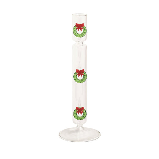 Wreath Glass Candlestick