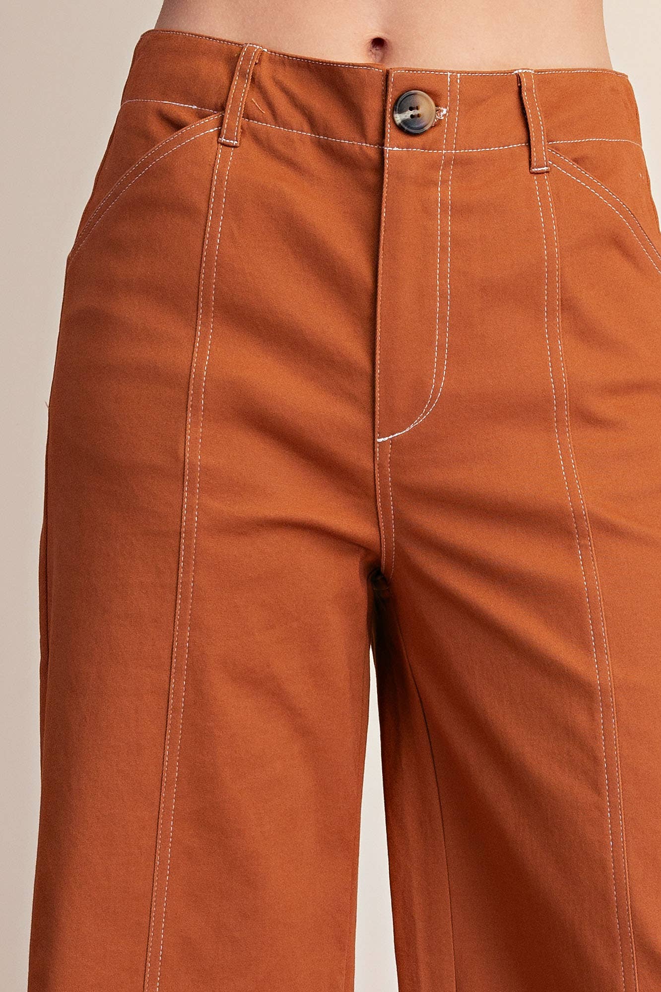 High Rise Stretch Wide Leg Pants: Camel