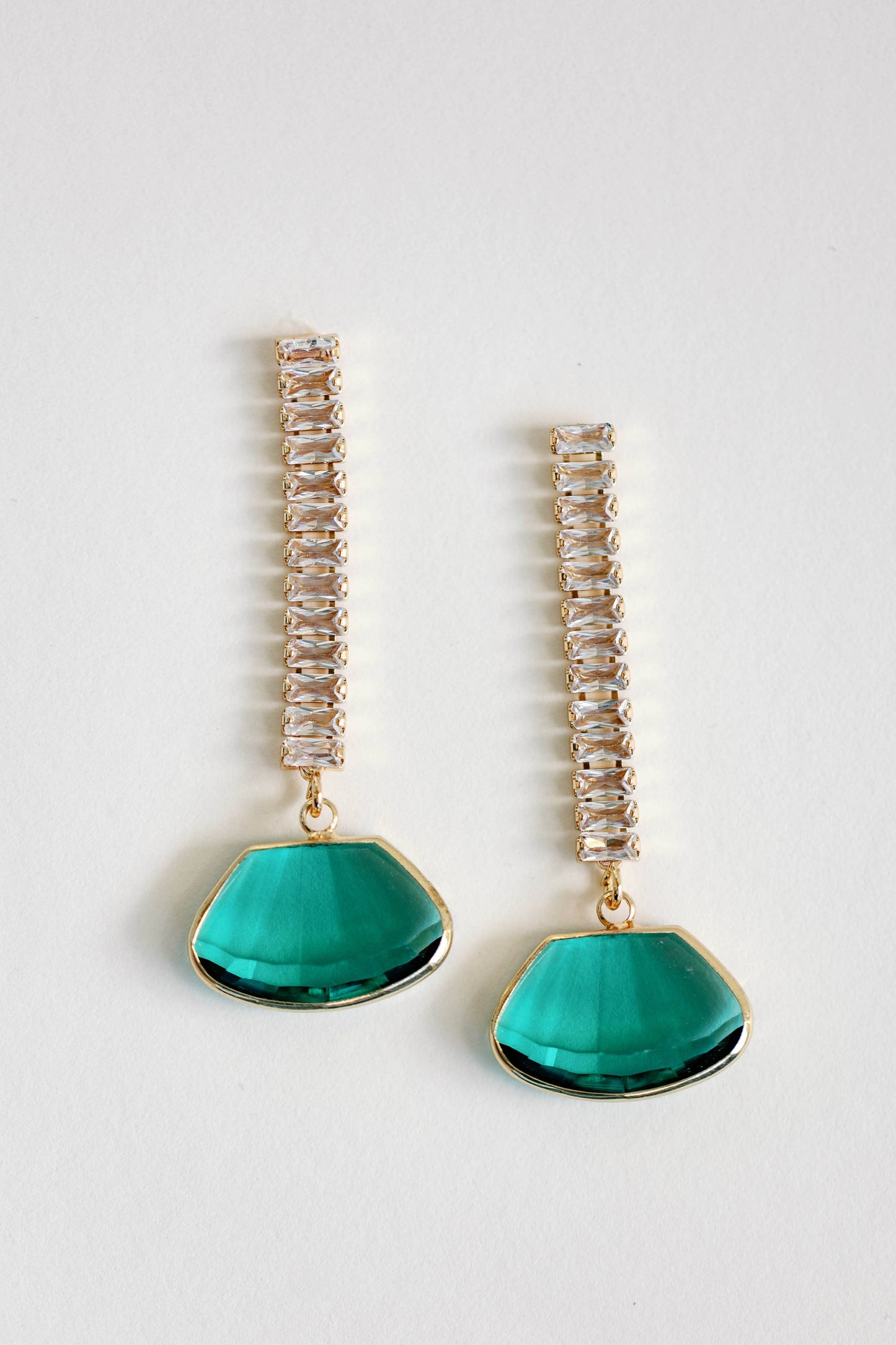 Emerald Swingy Diamond Drop Holiday Statement Earrings