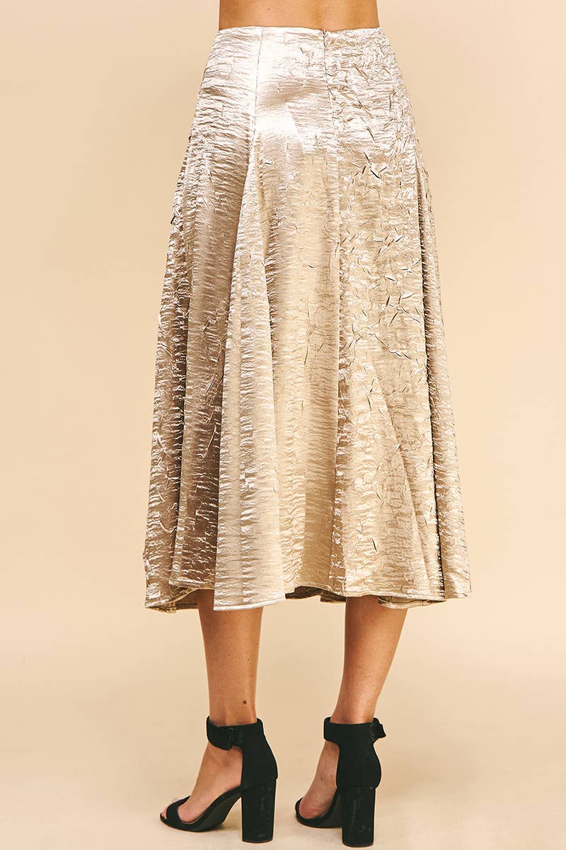 Textured Satin Skirt - Gold