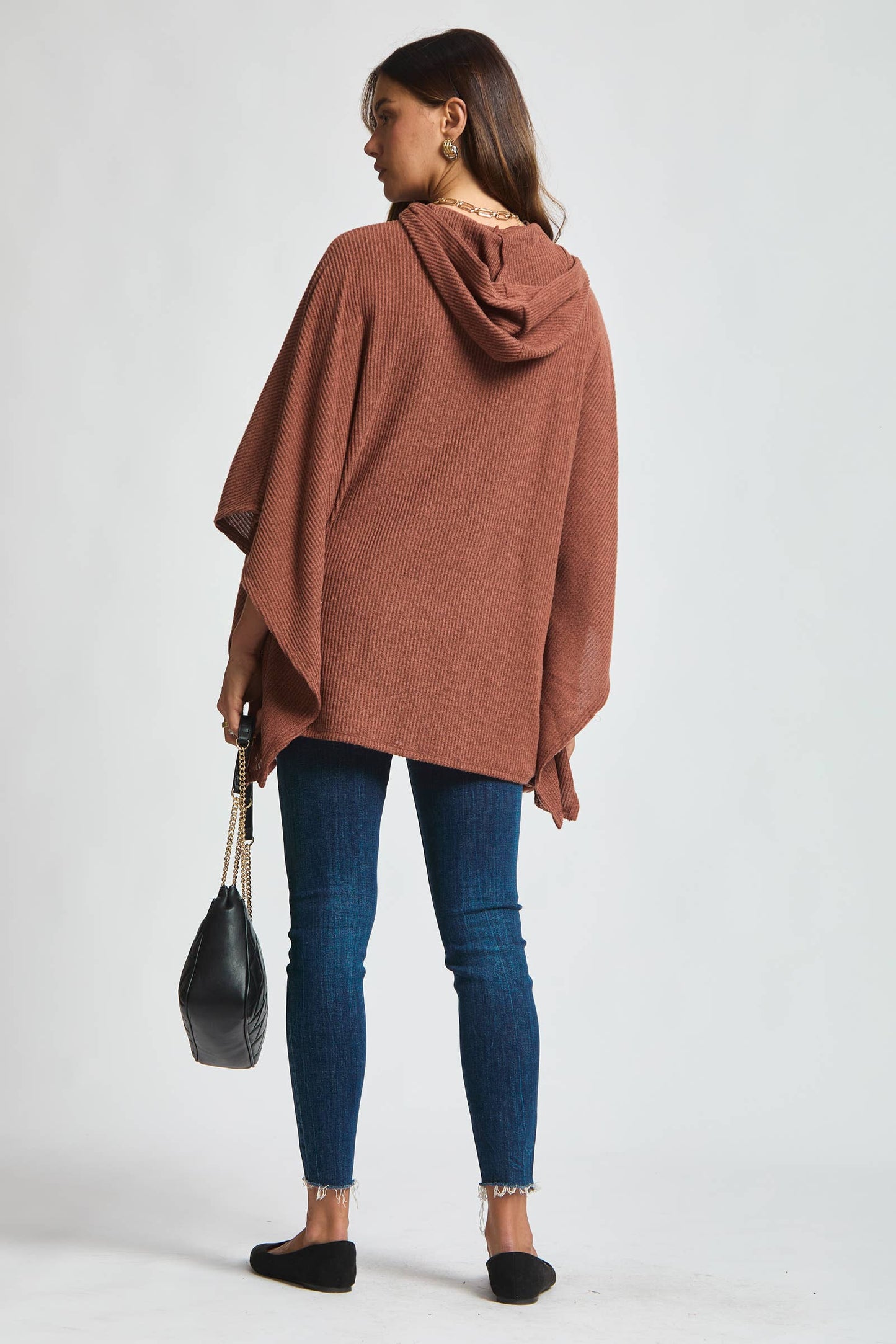 Ribbed Knit Poncho Top - Olive