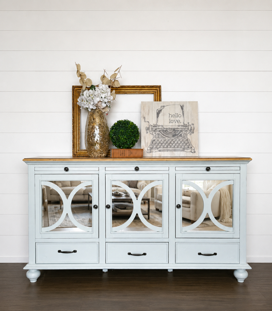 Sea Salt/Natural Mirrored Console - Pickup Only - No Shipping