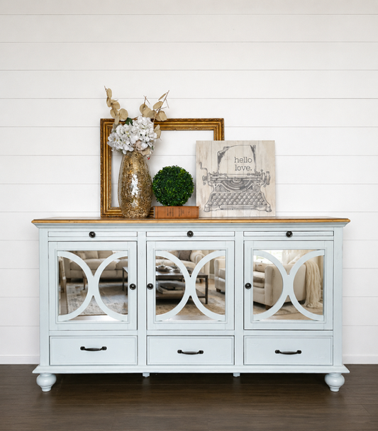 Sea Salt/Natural Mirrored Console - Pickup Only - No Shipping
