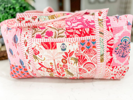 Pink City Large Quilted Duffel Bag