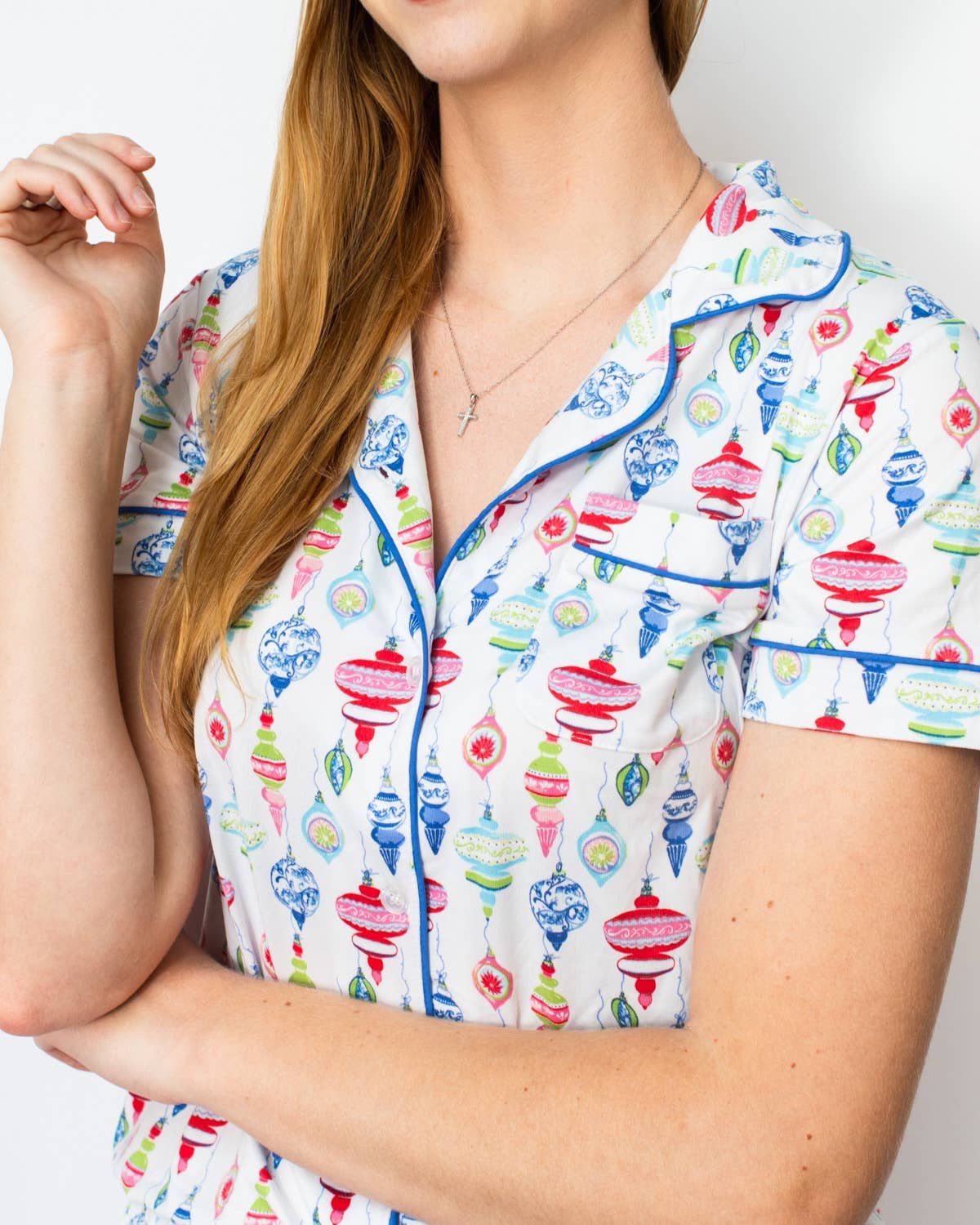 Whimsical Wonders Short Sleeve Button Up Sleep Shirt