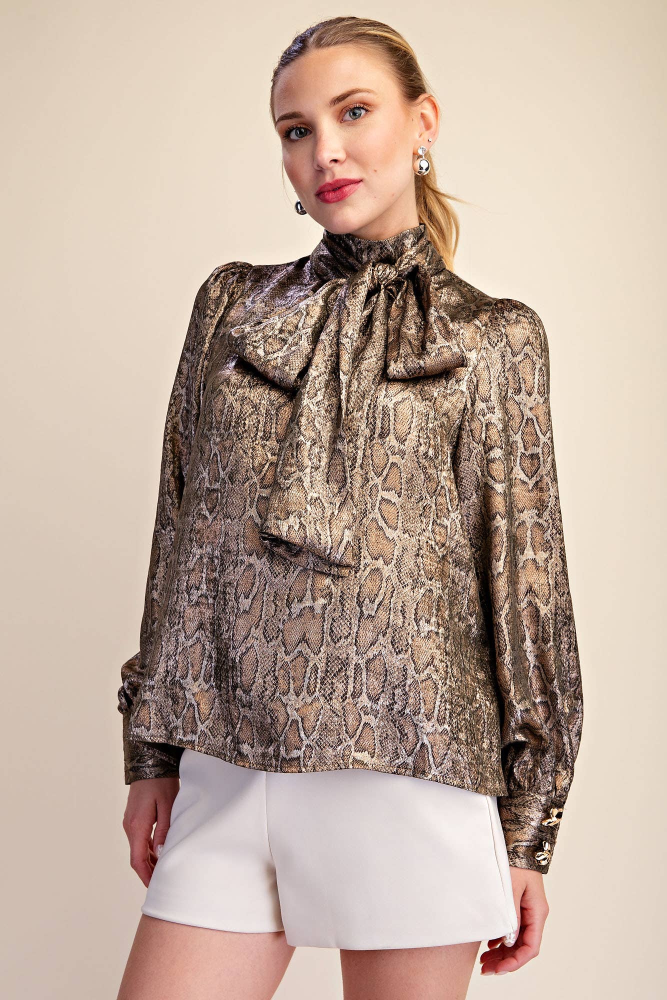 The Sassy Satin Blouse -  Olive