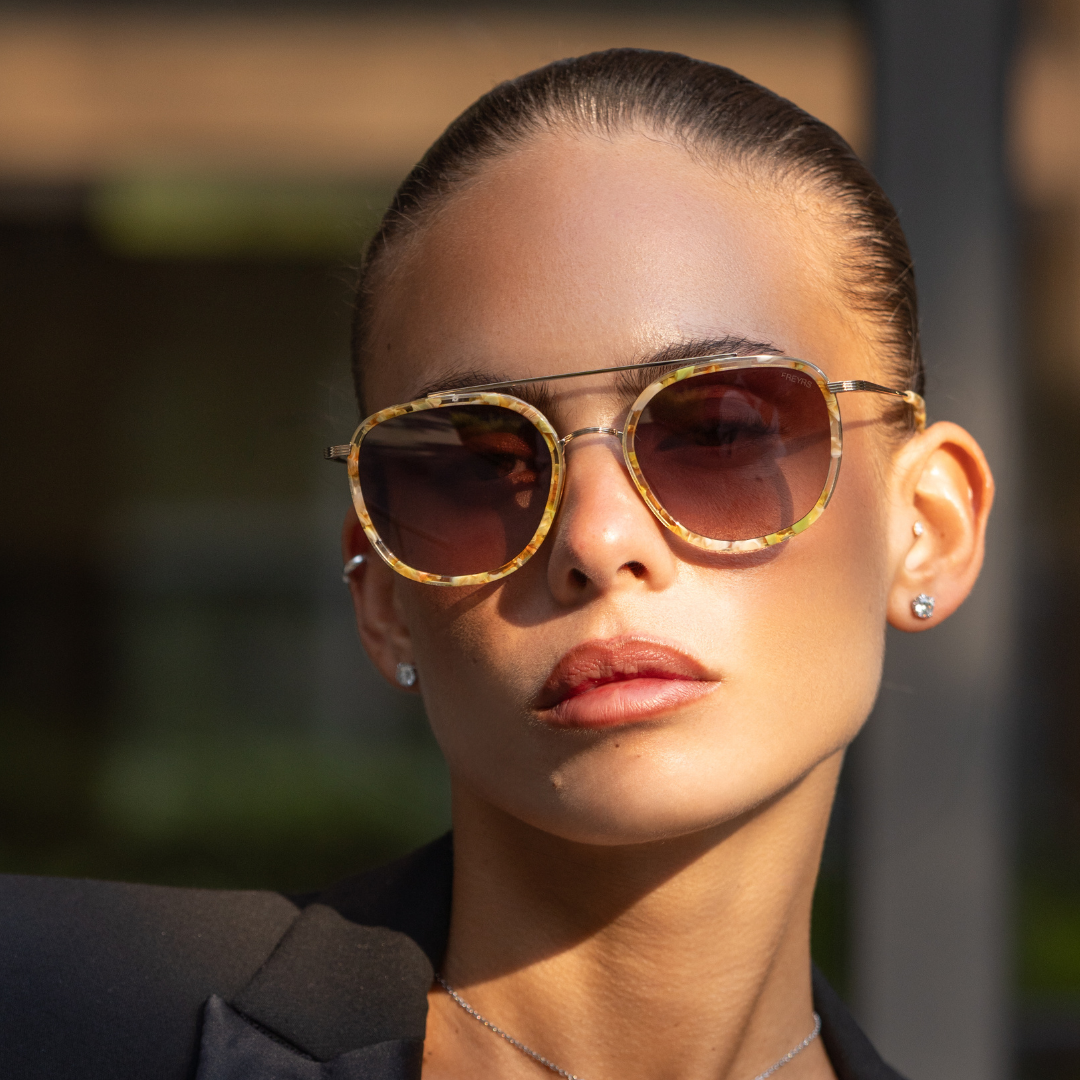 Weston Acetate Round Unisex Sunglasses : Yellow Tortoise