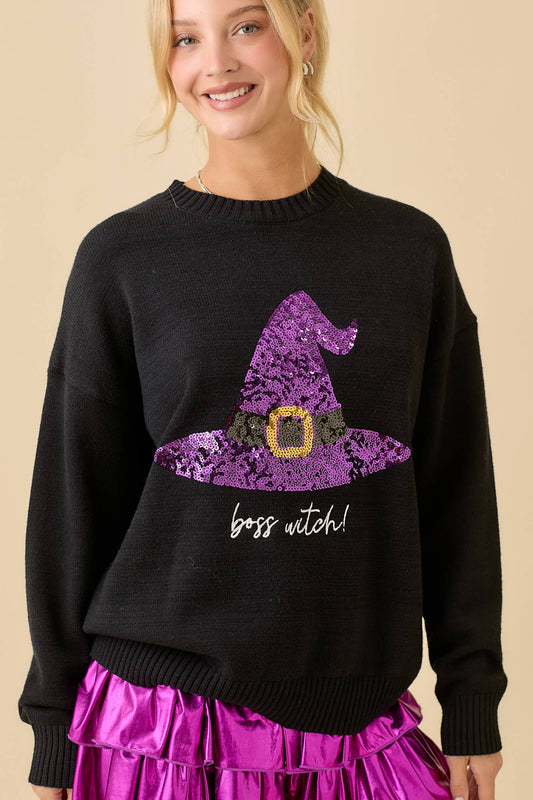 Sequin Witch Hat Sweater