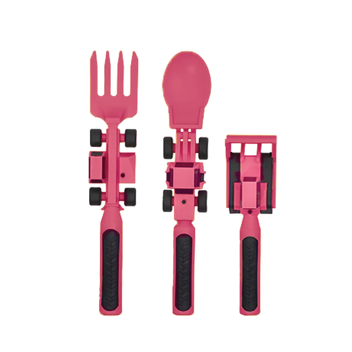 Set of 3 Pink Tractor Utensils