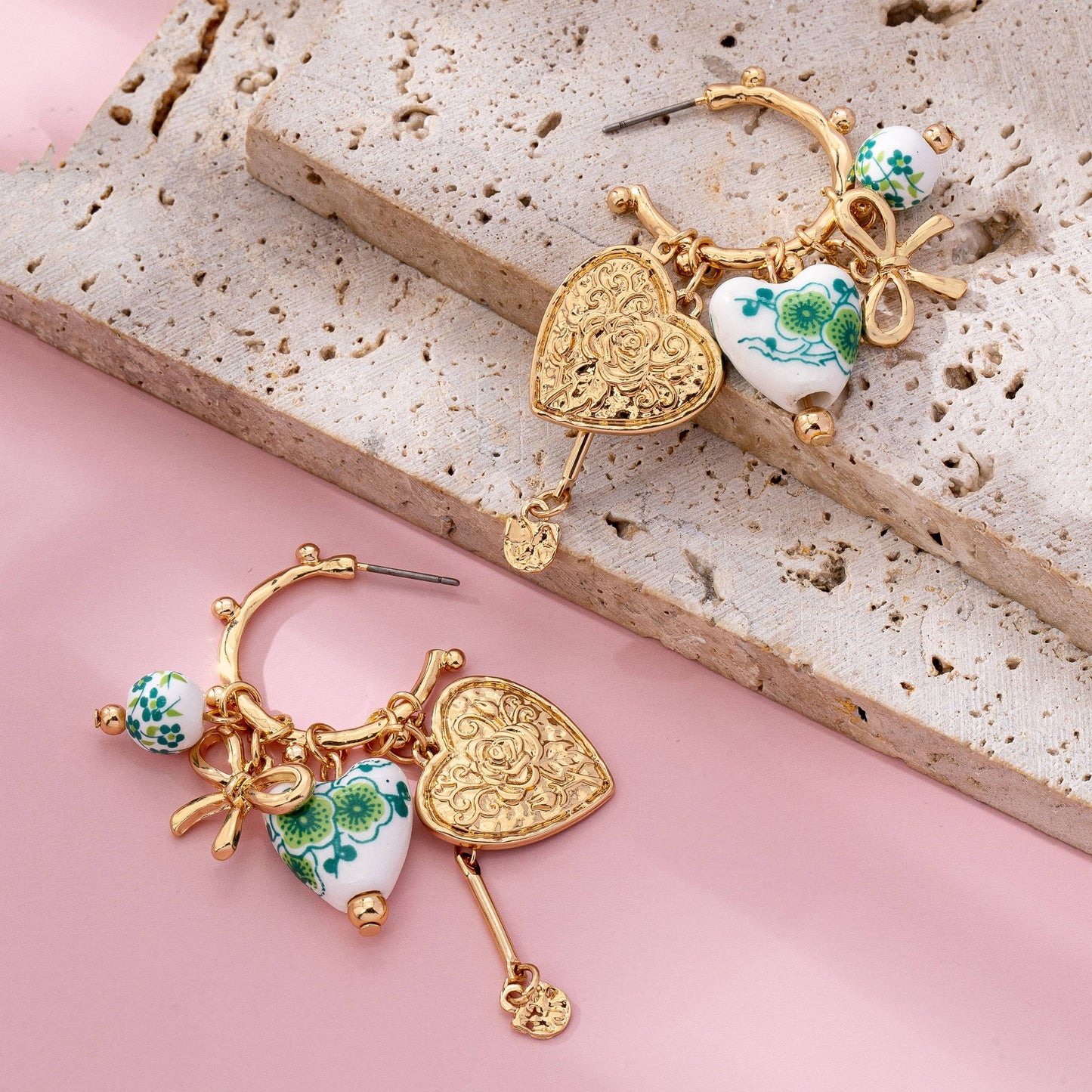 Heart Charm Hoop Earrings