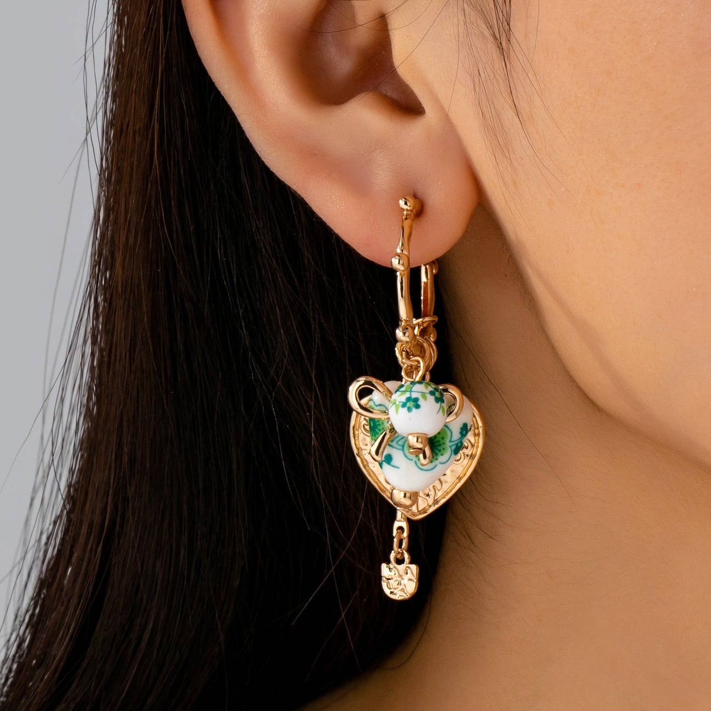 Heart Charm Hoop Earrings