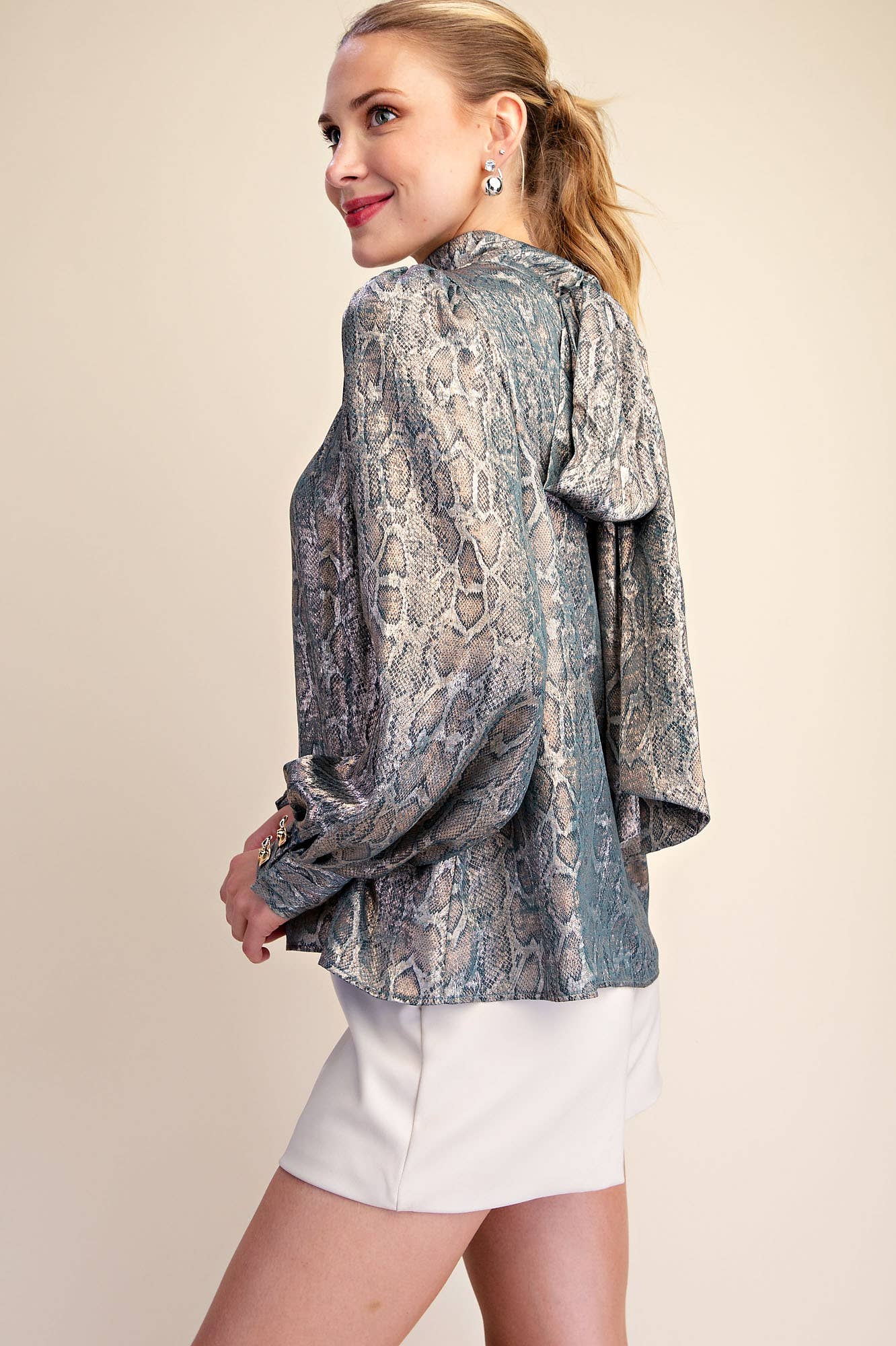 The Sassy Satin Blouse -  Turquoise