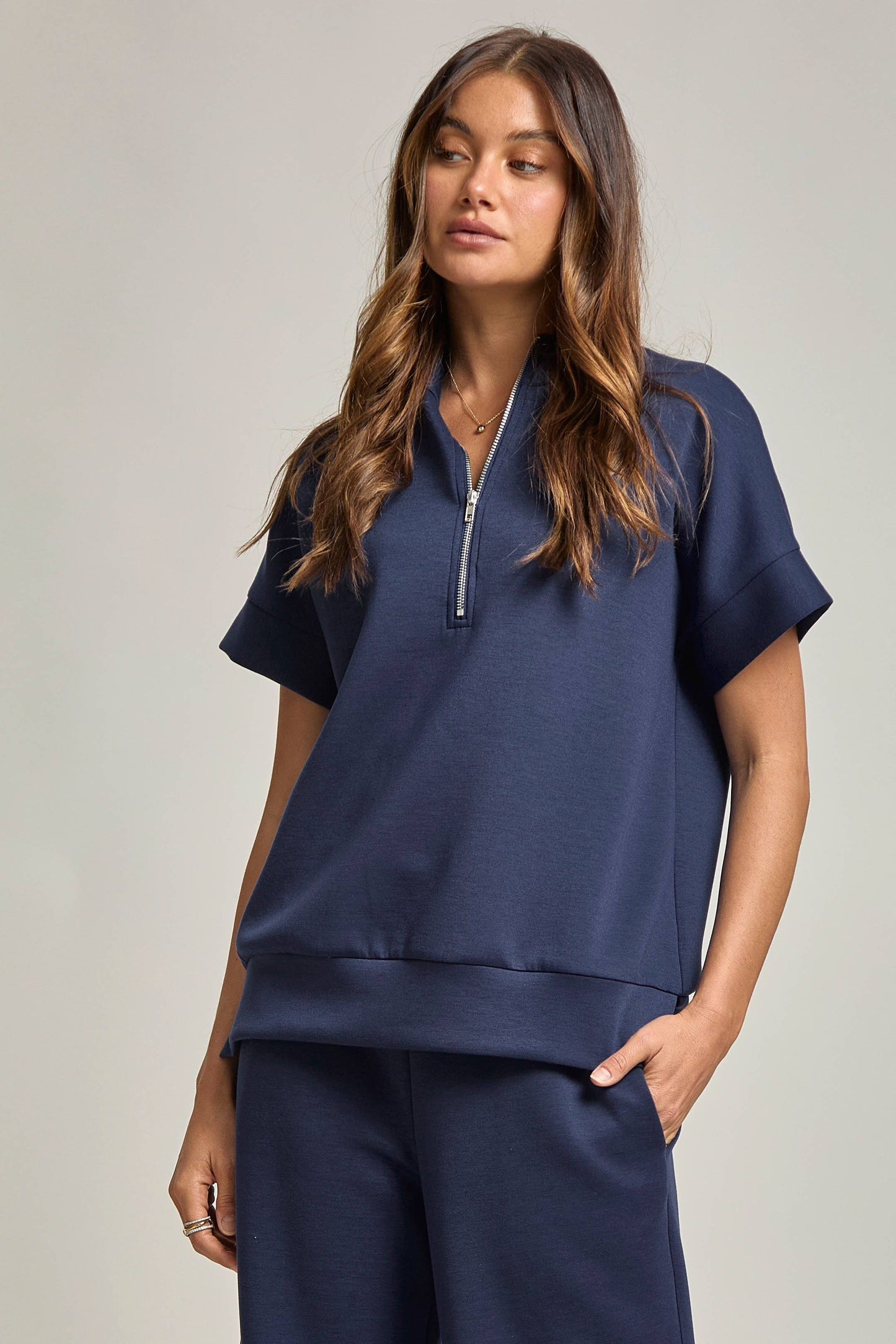 Quarter Zip & Pants Set - Navy