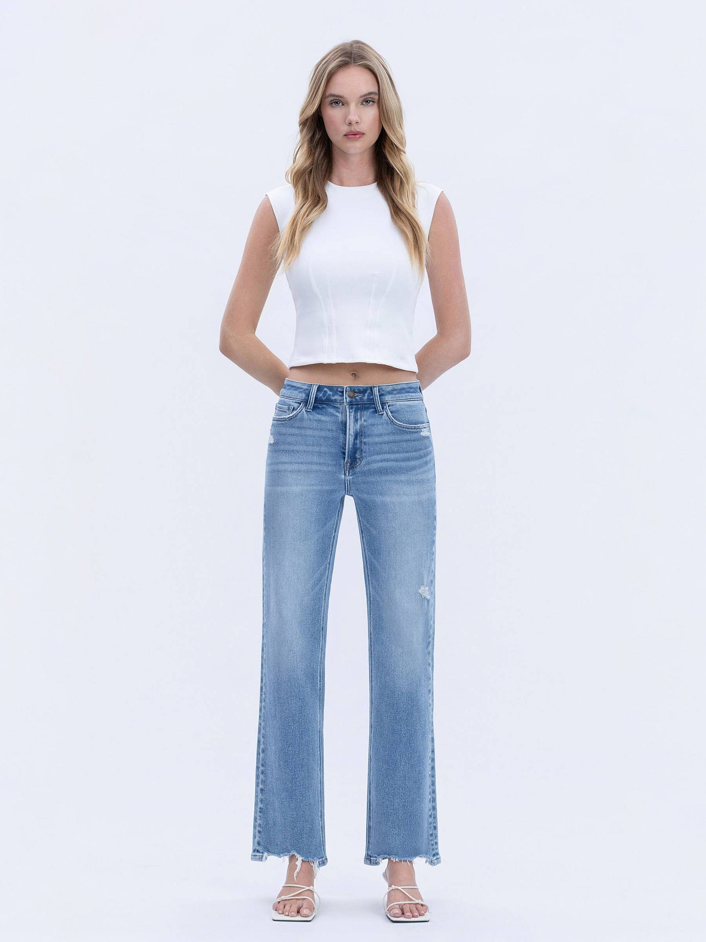High Rise Slim Wide Jeans