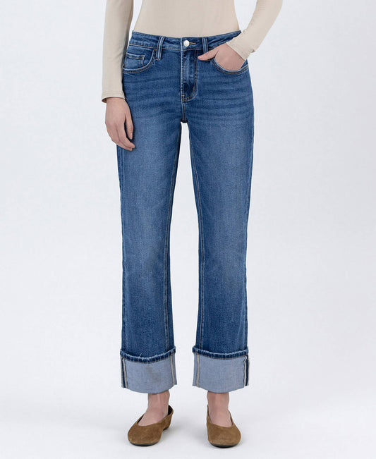 HIGH RISE CUFFED JEANS