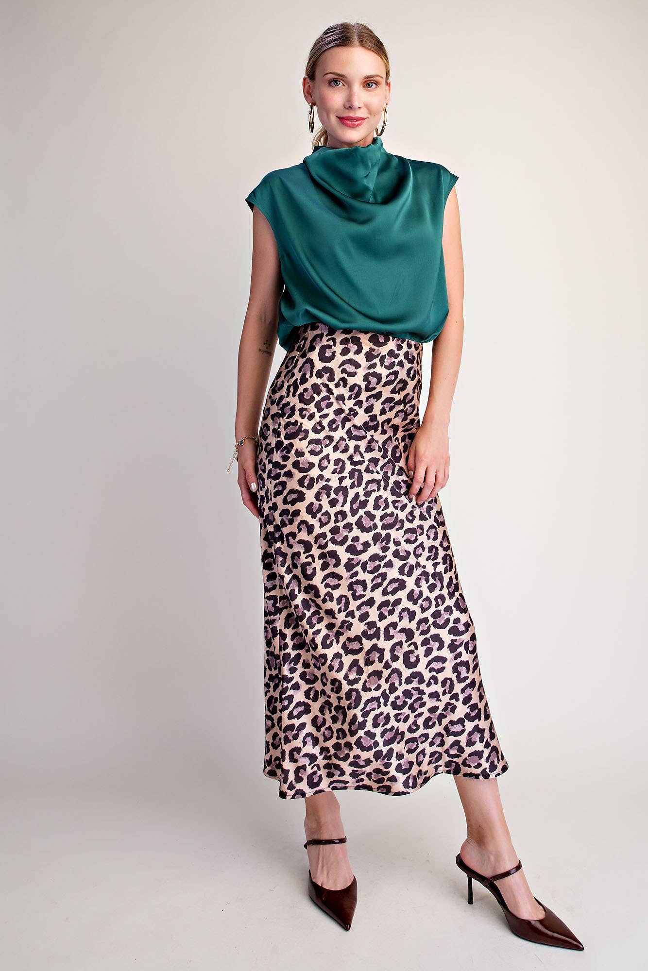 Cowl Neck Top : Hunter Green