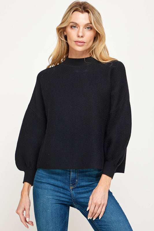 Balloon Sleeve Sweater - Black