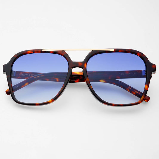 Spencer Unisex Aviator Sunglasses: Tortoise / Blue