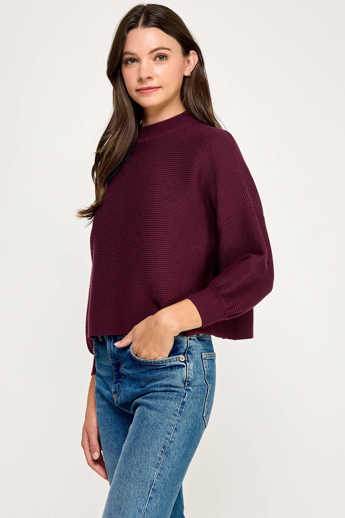 Balloon Sleeve Sweater - Merlot