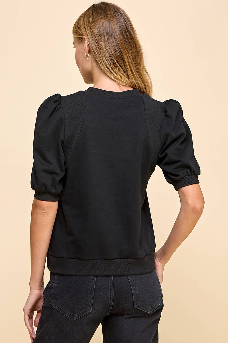 Puff Sleeve Top - Black