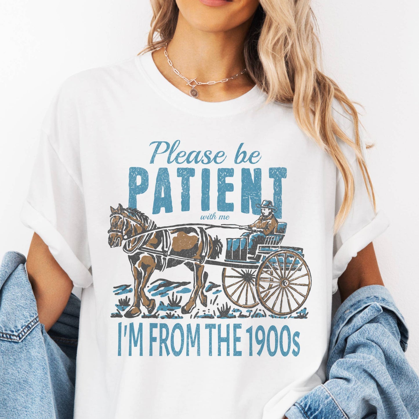 Be Patient Graphic Tee: Ice Blue
