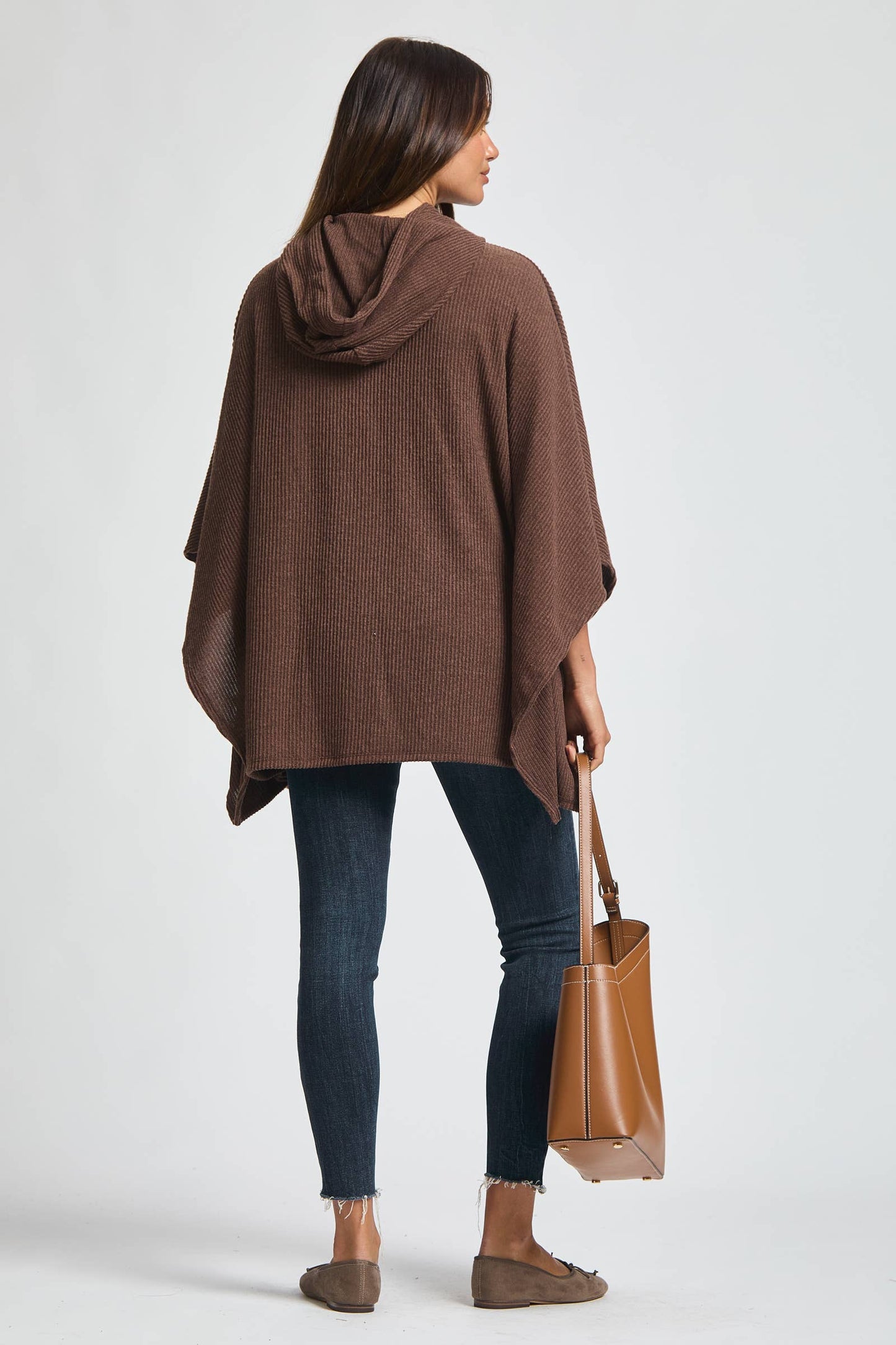 Ribbed Knit Poncho Top - Olive