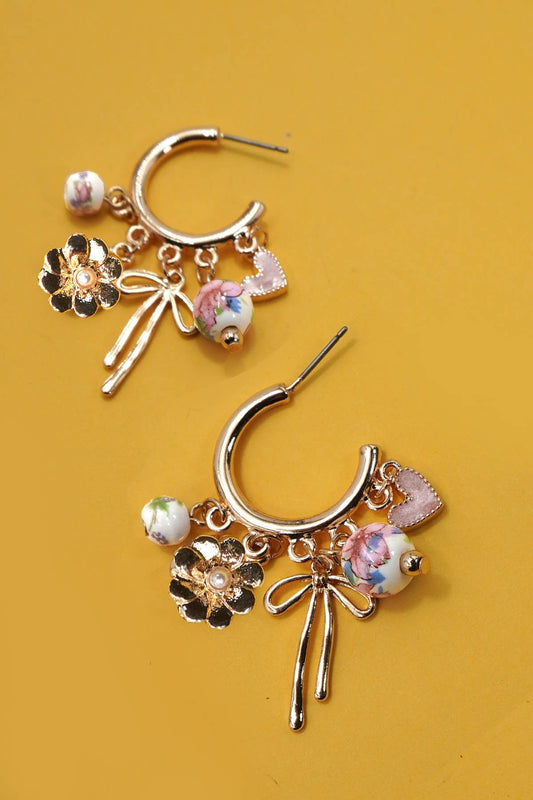 Ceramic Bow Drop Hoop