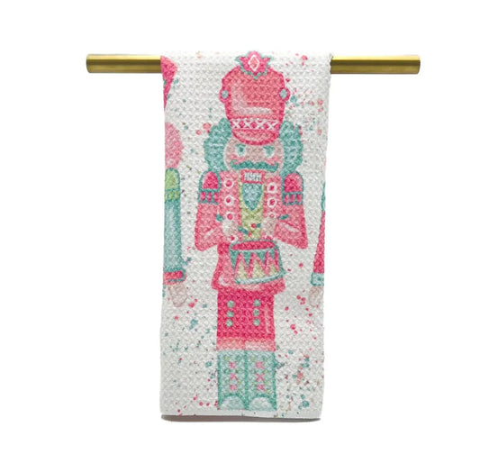 Pink and Mint Nutcrackers Tea Towel