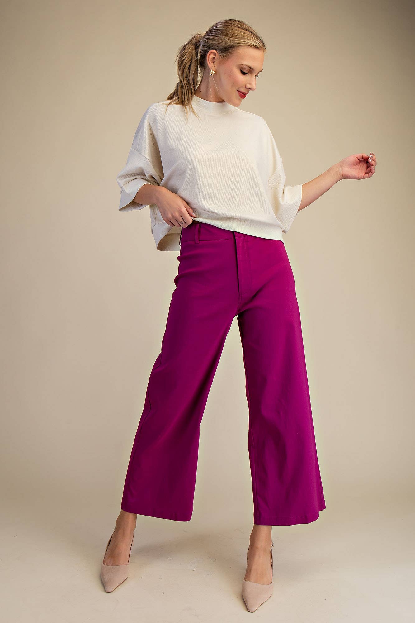 High Waist Pants: Plum