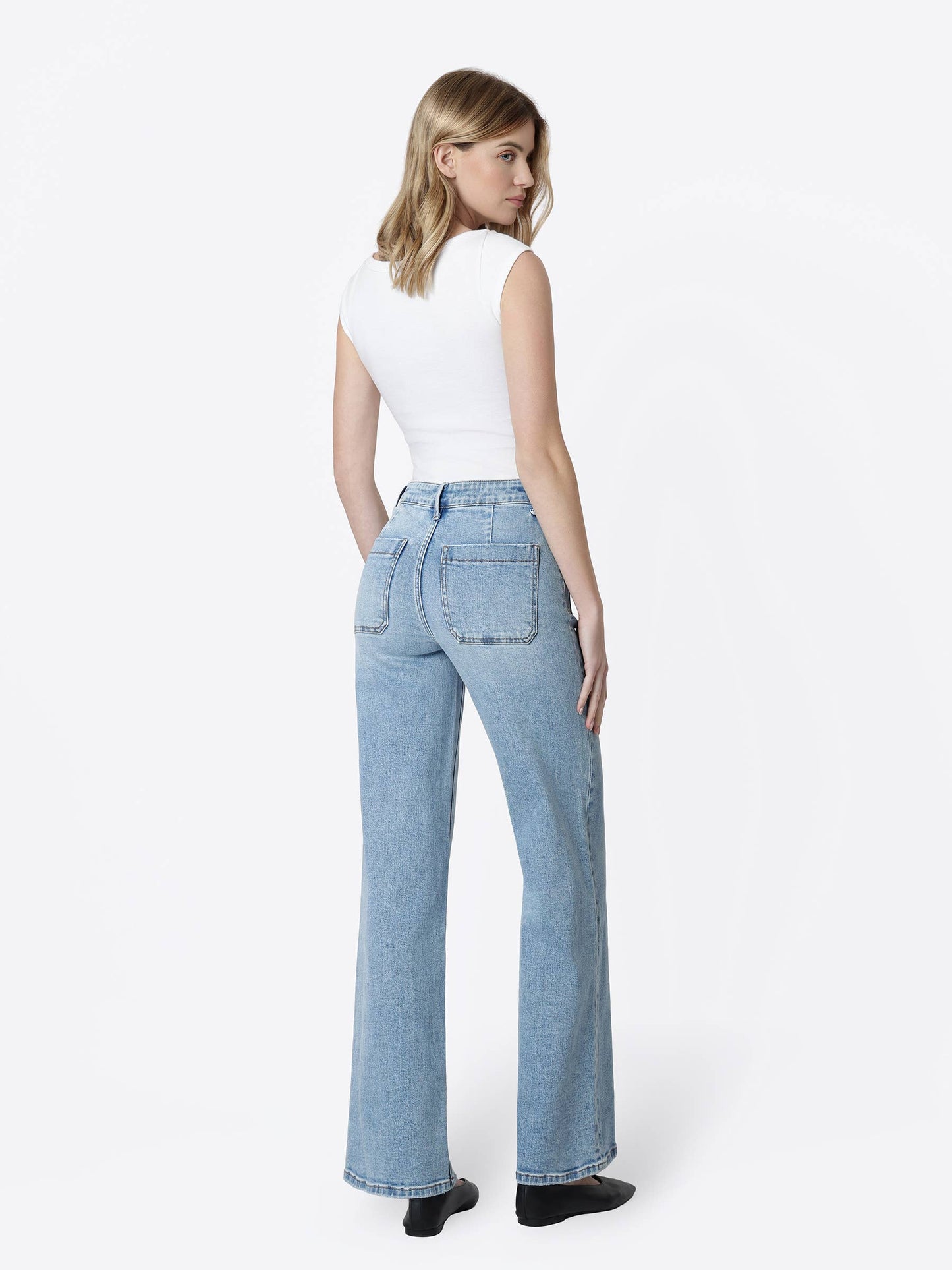 High Rise Patch Pocket Jeans