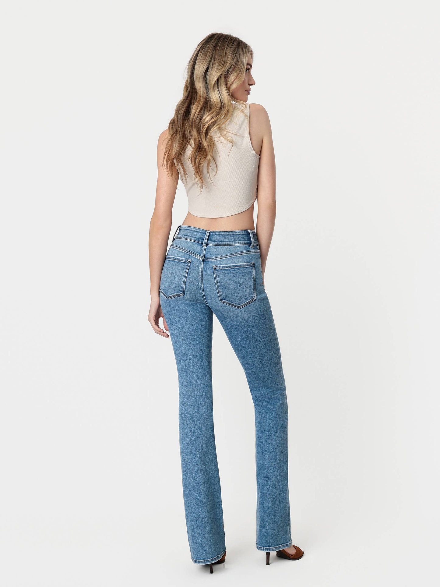 High Rise Pintuck Bootcut Jeans