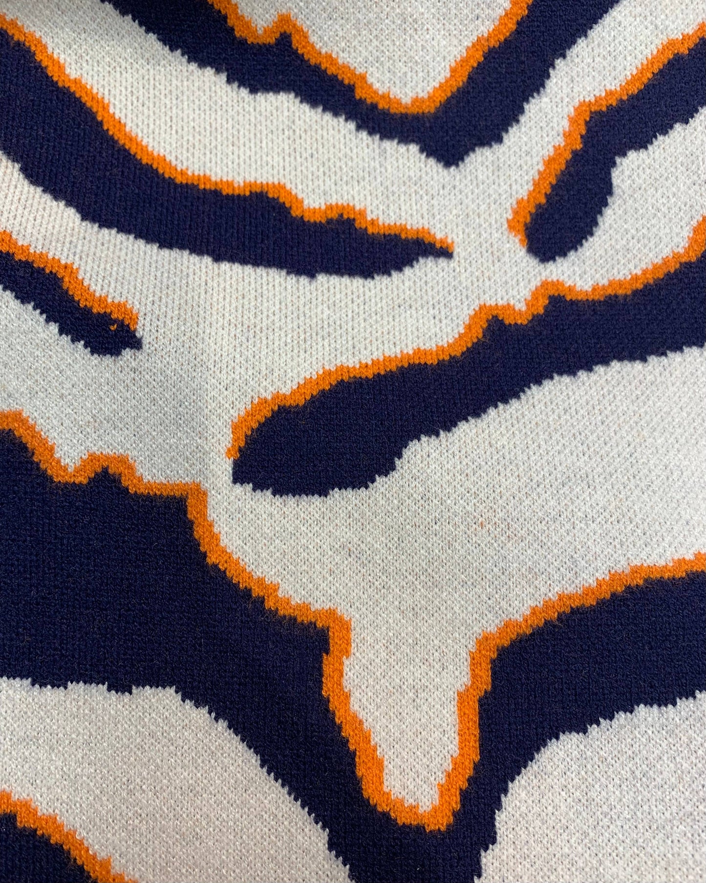 Tiger Print Knit Top - Navy & Orange