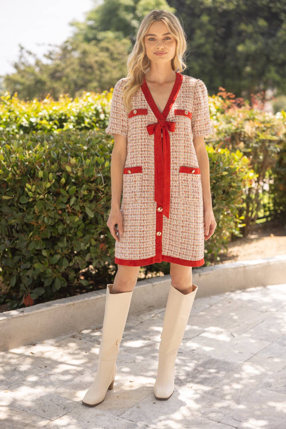 The Elaine Tweed Dress - Red