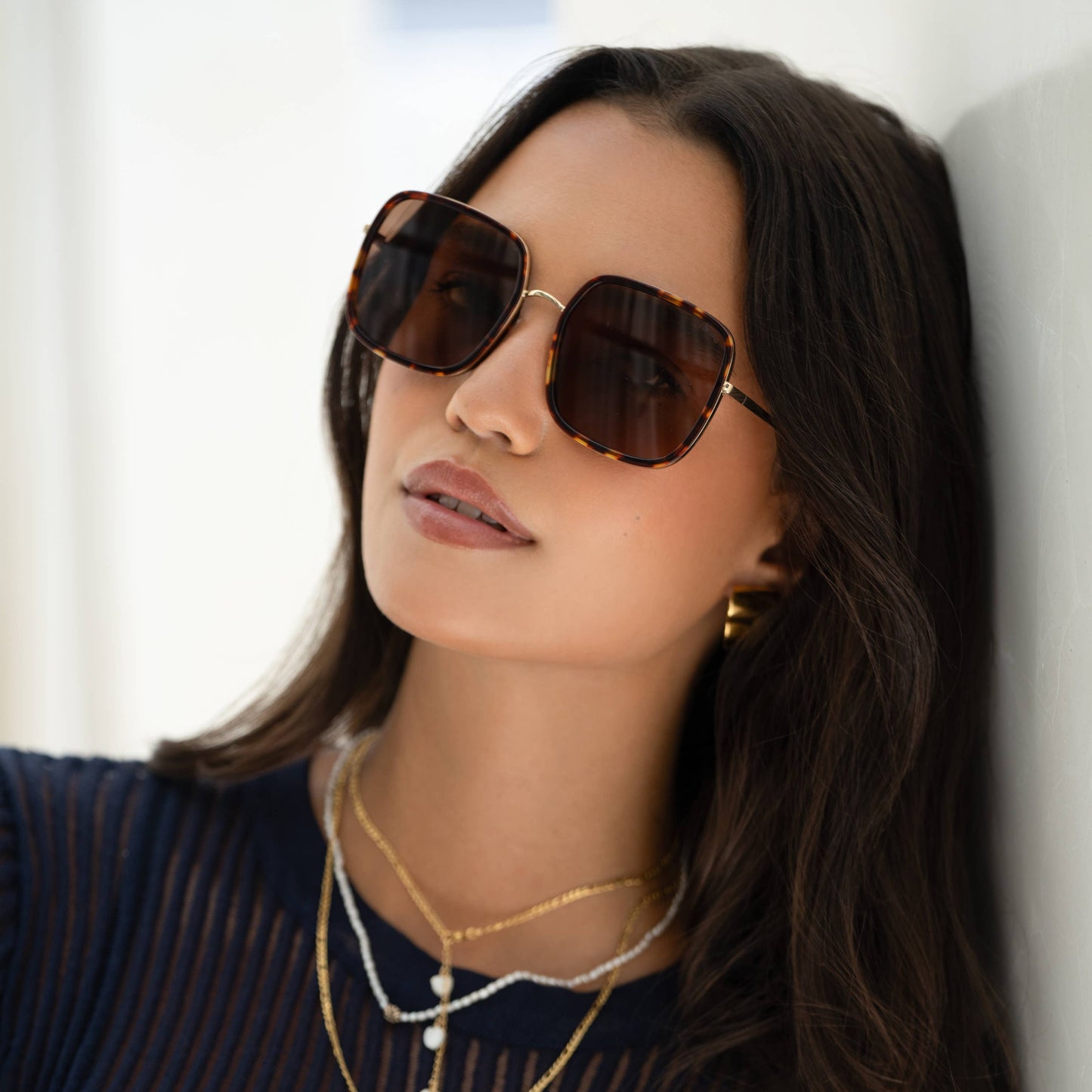 Cosmo Acetate Womens Square Sunglasses: Dark Tortoise