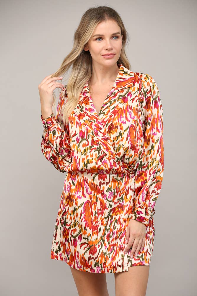 Abstract Wrap Dress