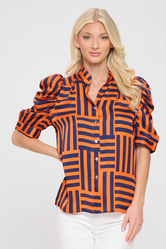 Adia Top - Auburn Stripes