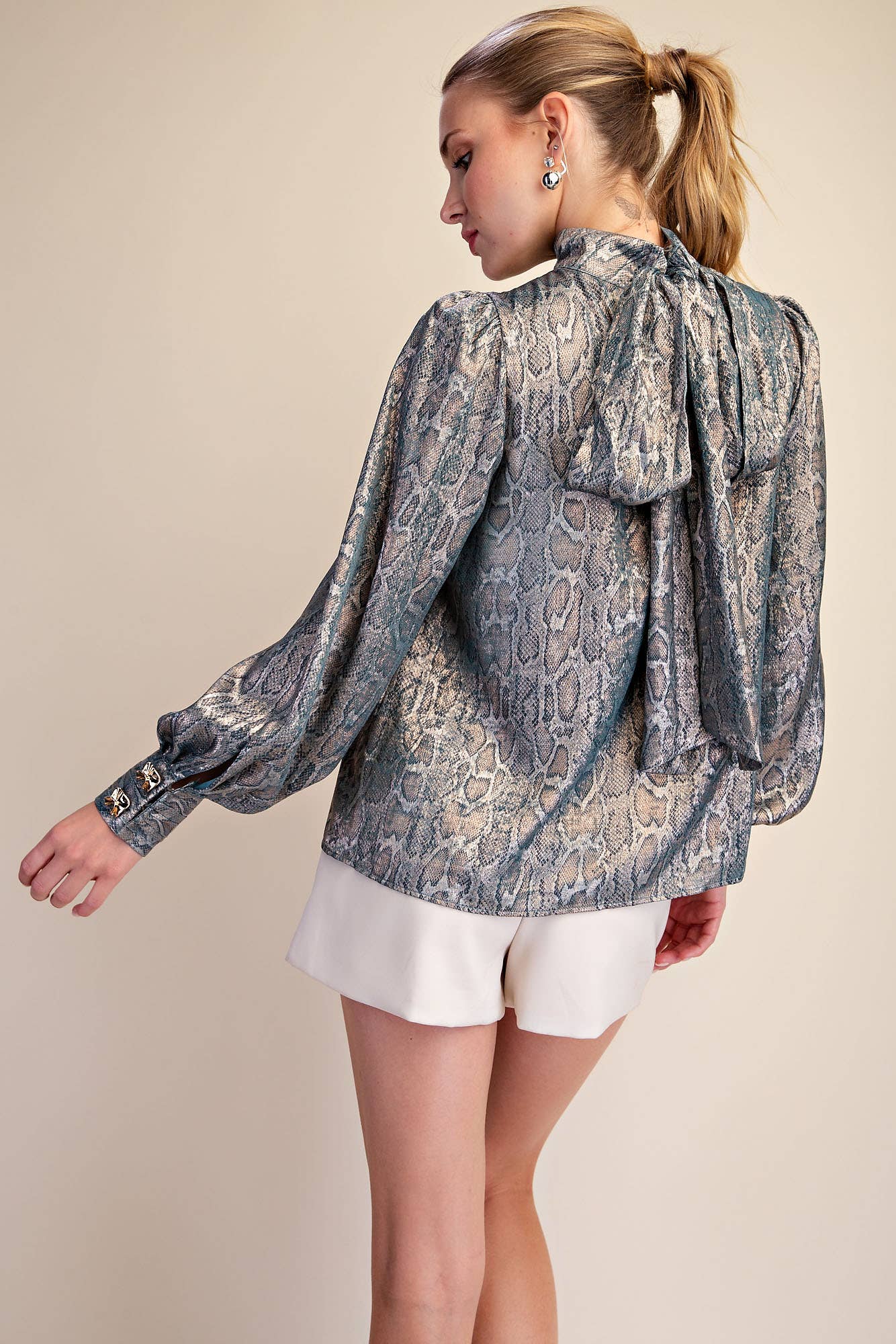 The Sassy Satin Blouse -  Turquoise