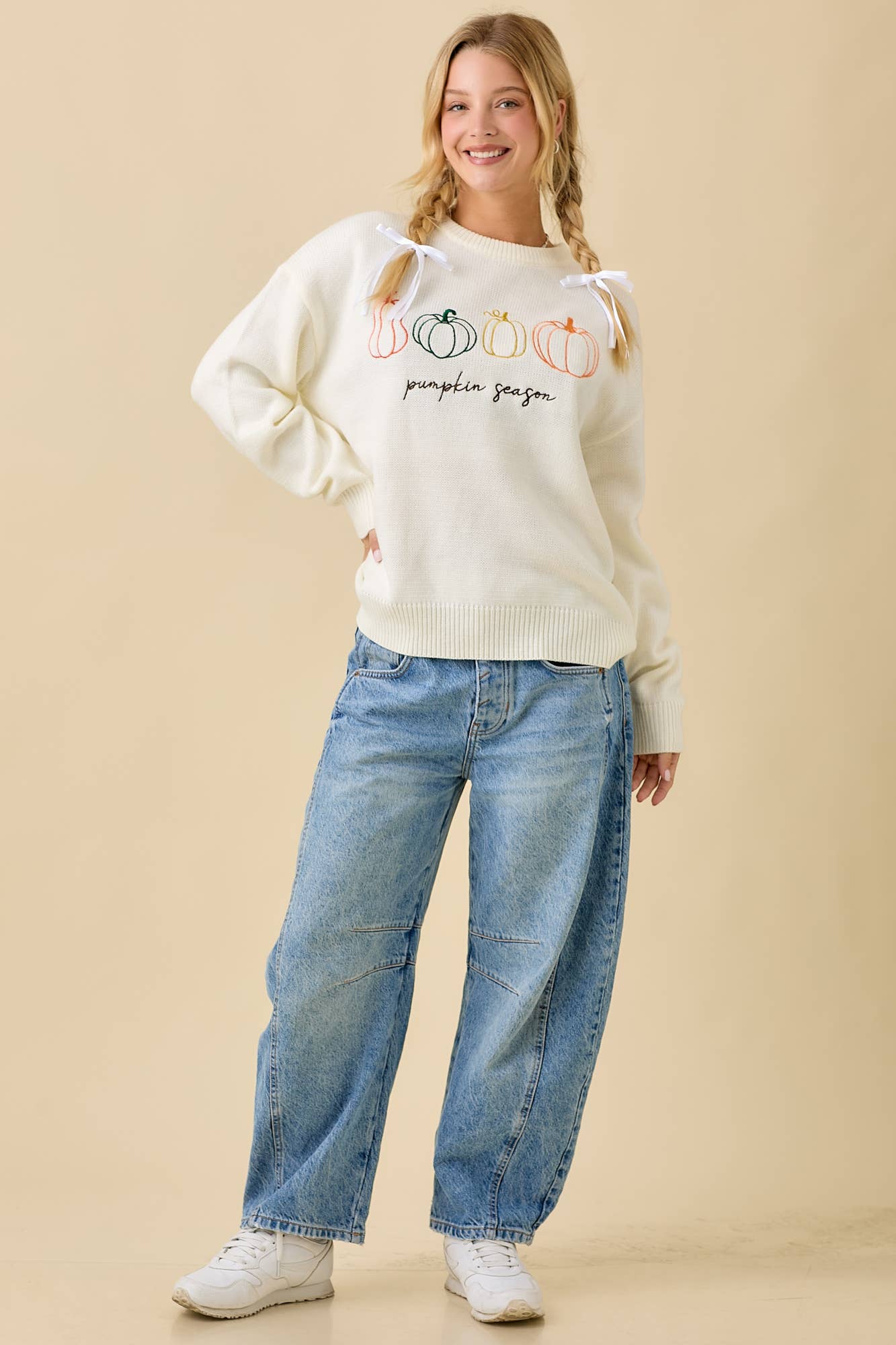 Pumpkin Embroidered Sweater