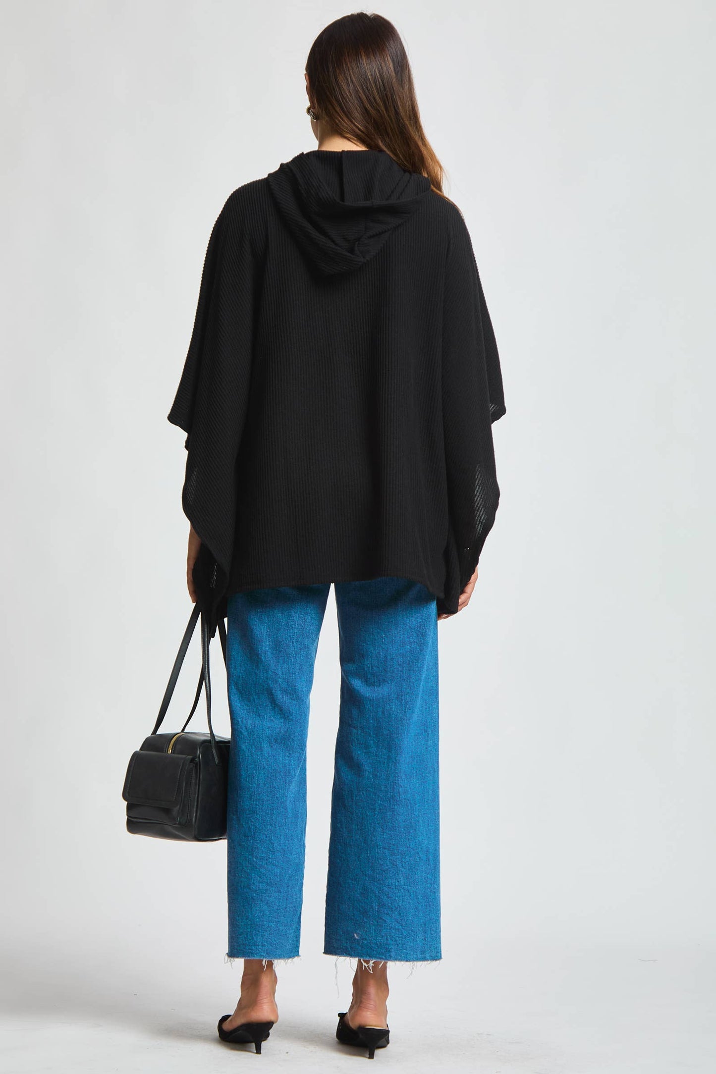 Ribbed Knit Poncho Top - Olive