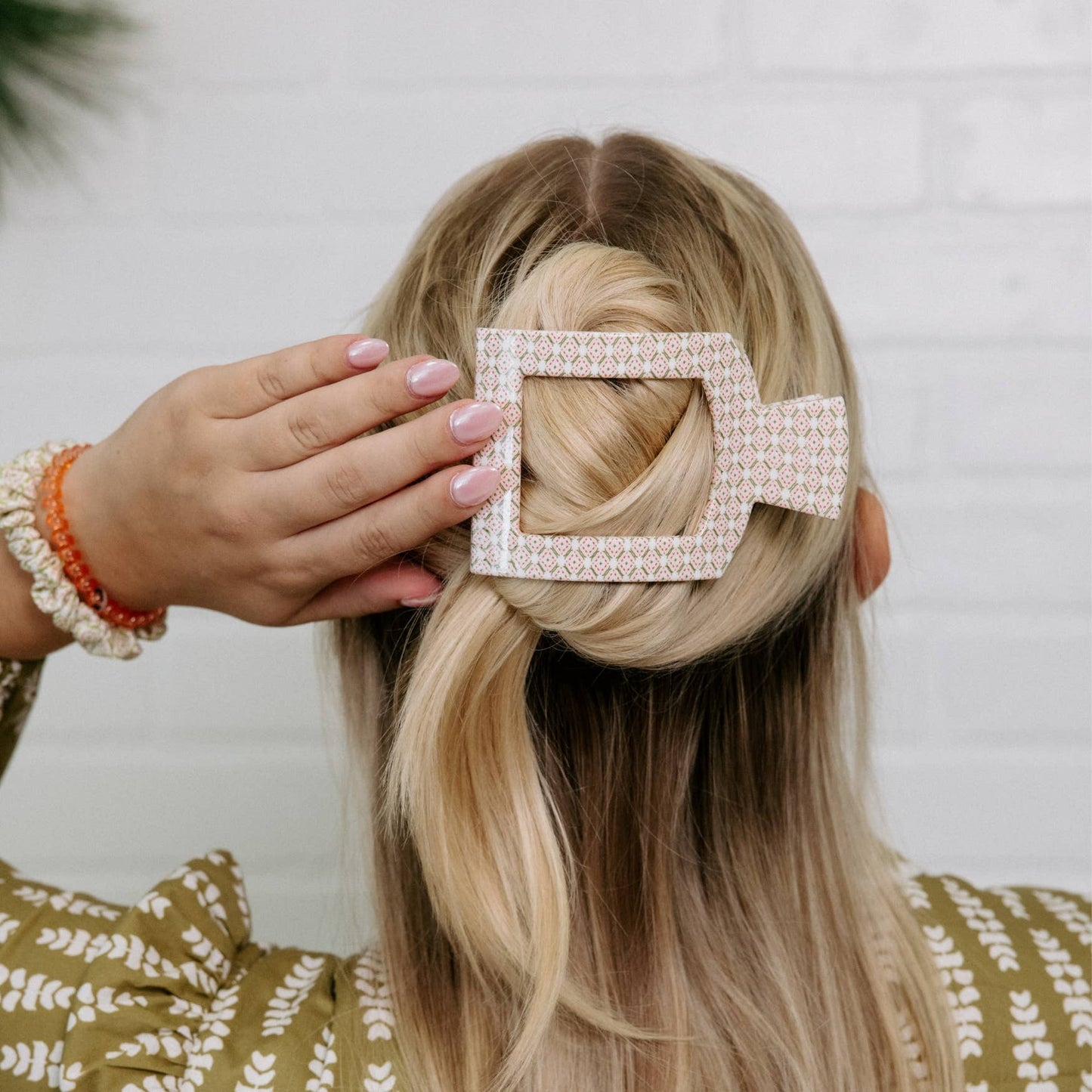 Pine & Pearl | Large | Flat Square Hair Clip