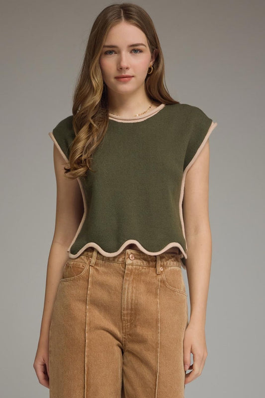 The Ally Knit Top - Army