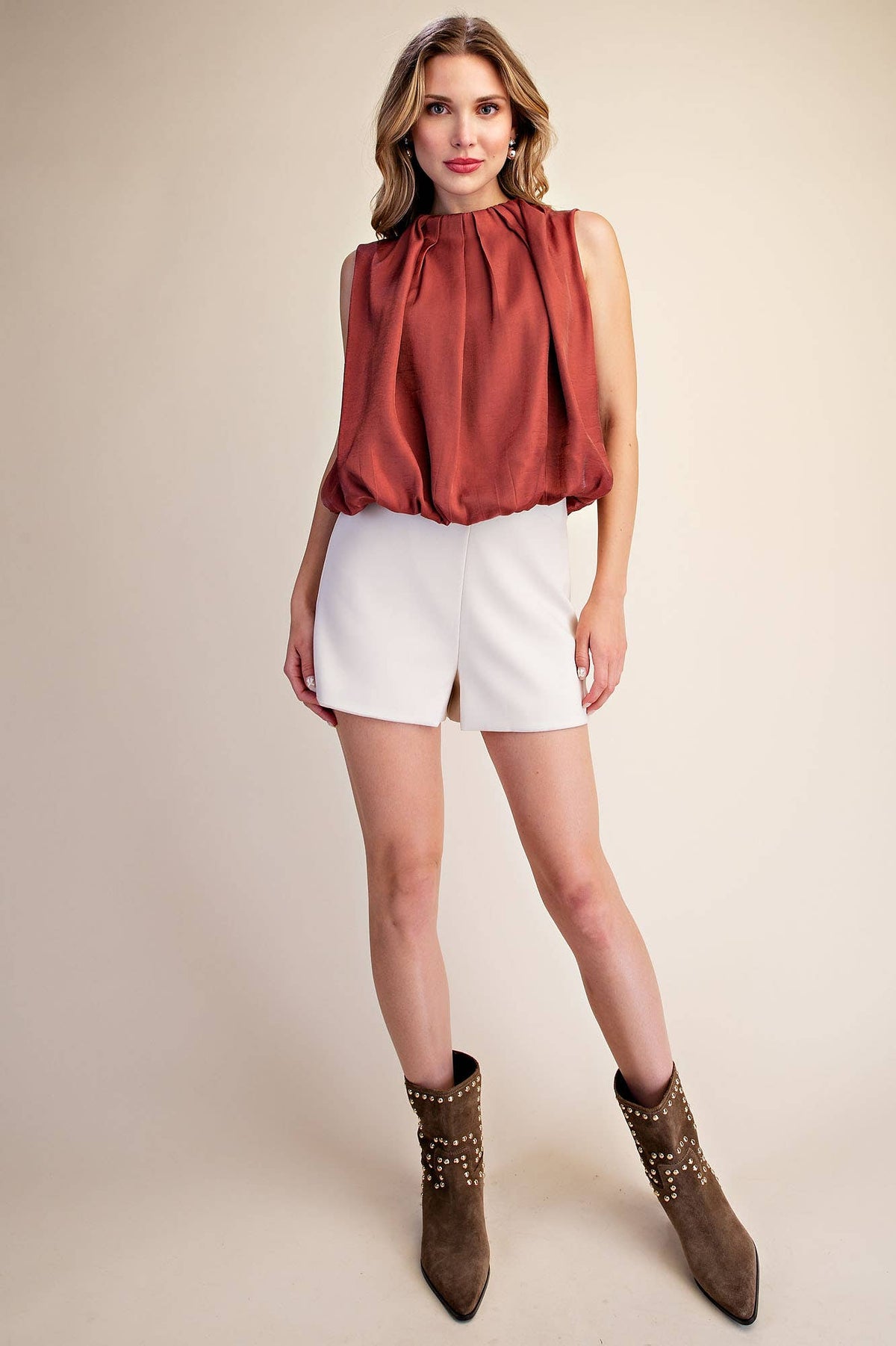 The Becca Balloon Top -  Rust