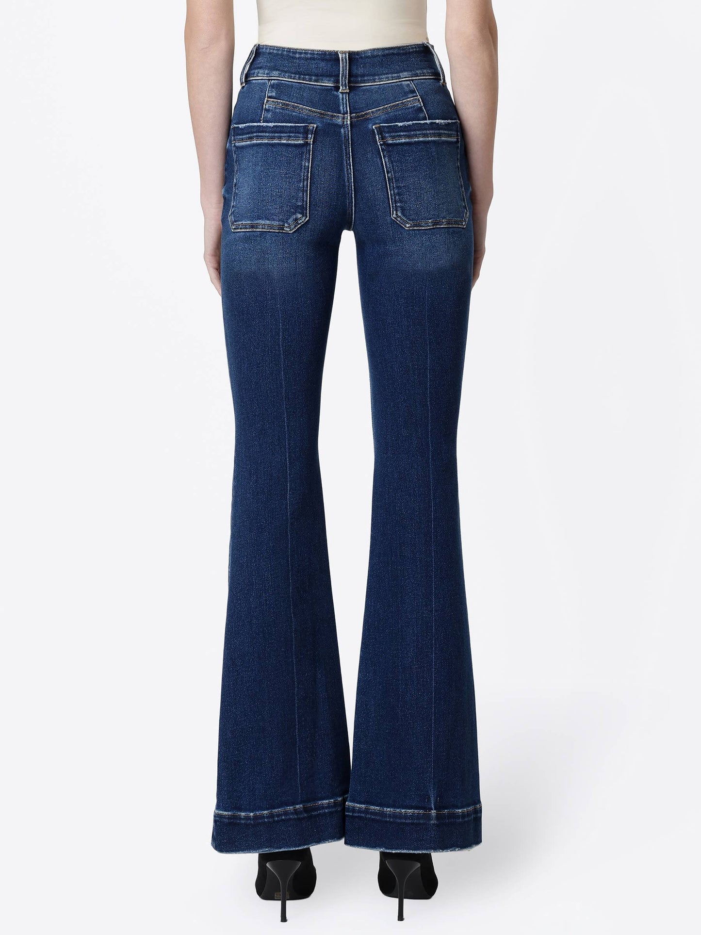 High Rise Yoke Flare Jeans