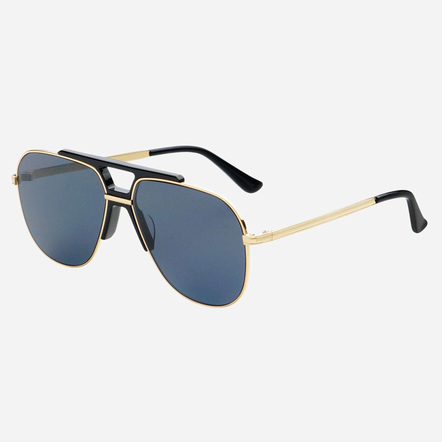 Logan Acetate Aviator Unisex Sunglasses: Black / Gray
