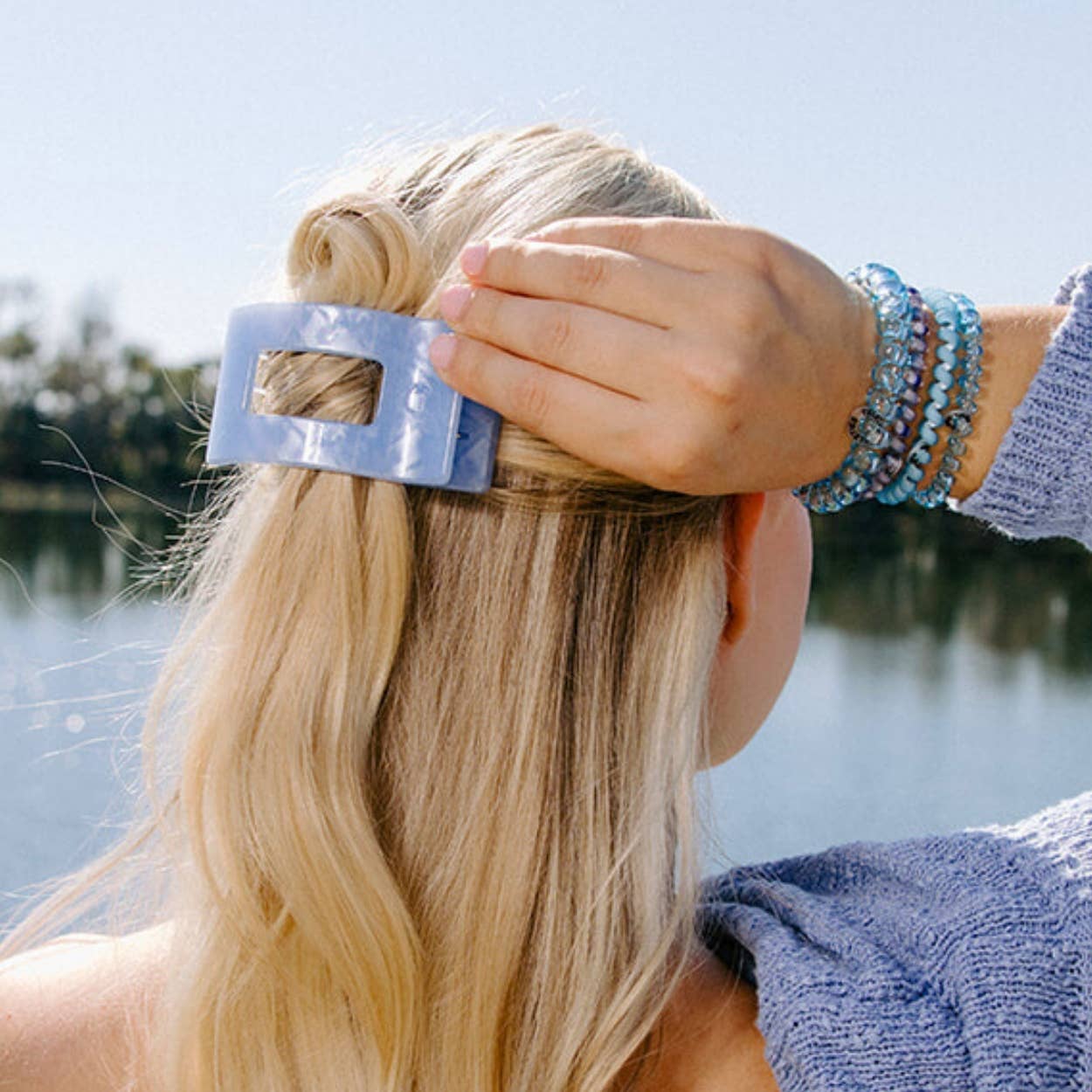 Flat Rectangle Hair Clip | Small | Blue Lagoon